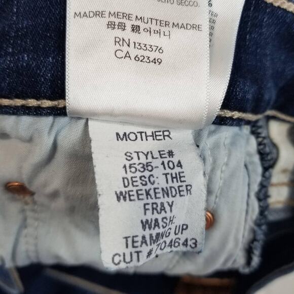 Mother The Weekender Fray Jeans Womens 29 Blue Flare Stretch Denim Mid Rise - Picture 6 of 12